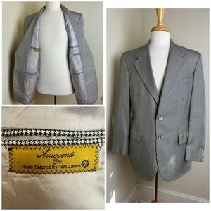 Innocenti Oro Tom James Black White Houndstooth Sport Coat Blazer Bespoke 42 C